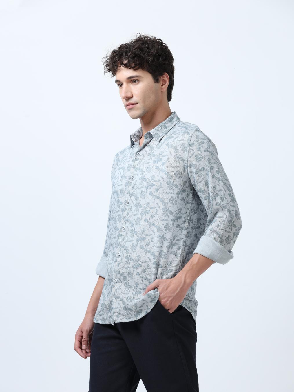 Floral Artistry Grey Shirt