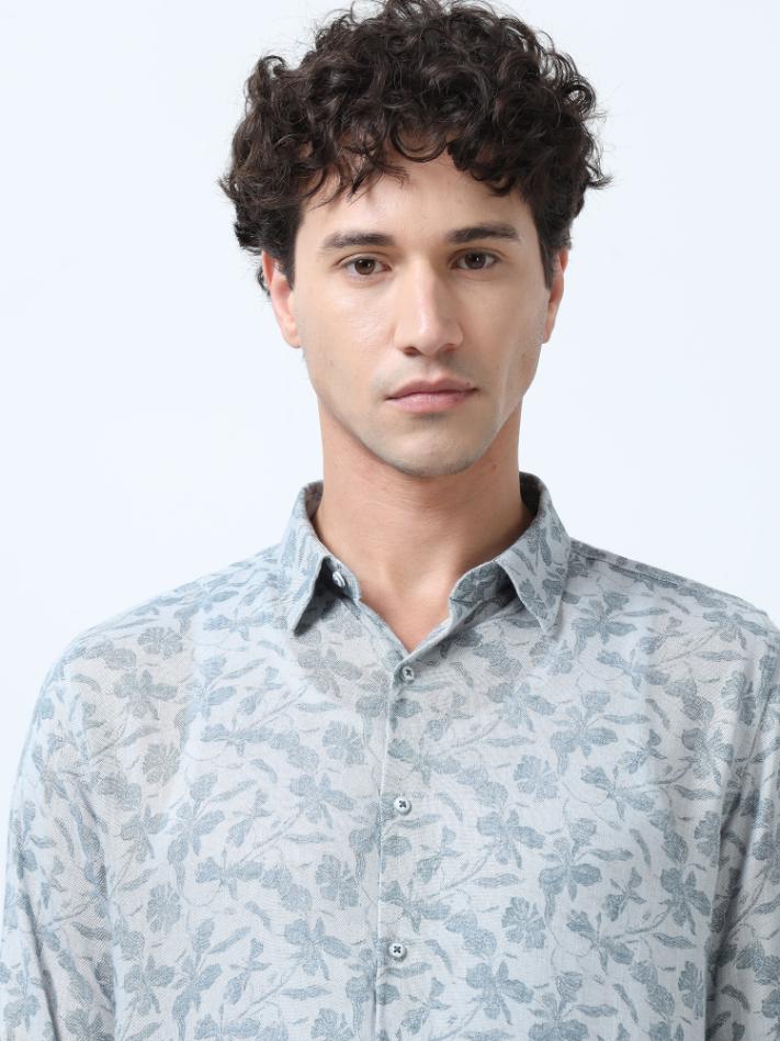 Floral Artistry Grey Shirt