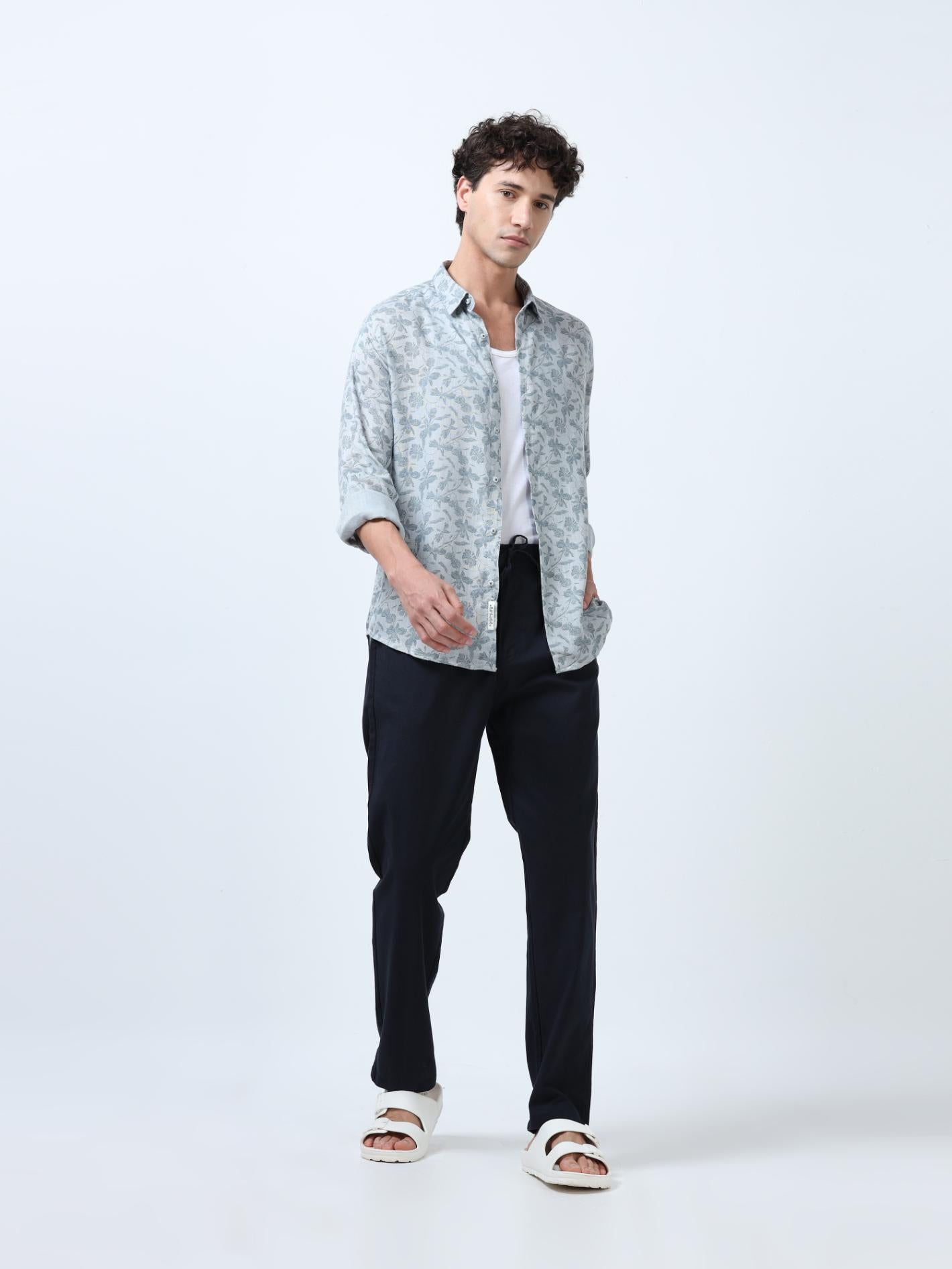 Floral Artistry Grey Shirt