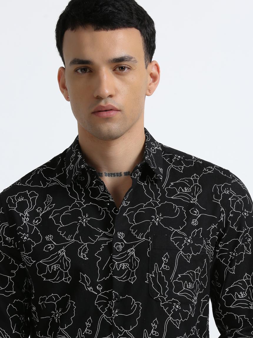 Silhouette Leaf Black Shirt