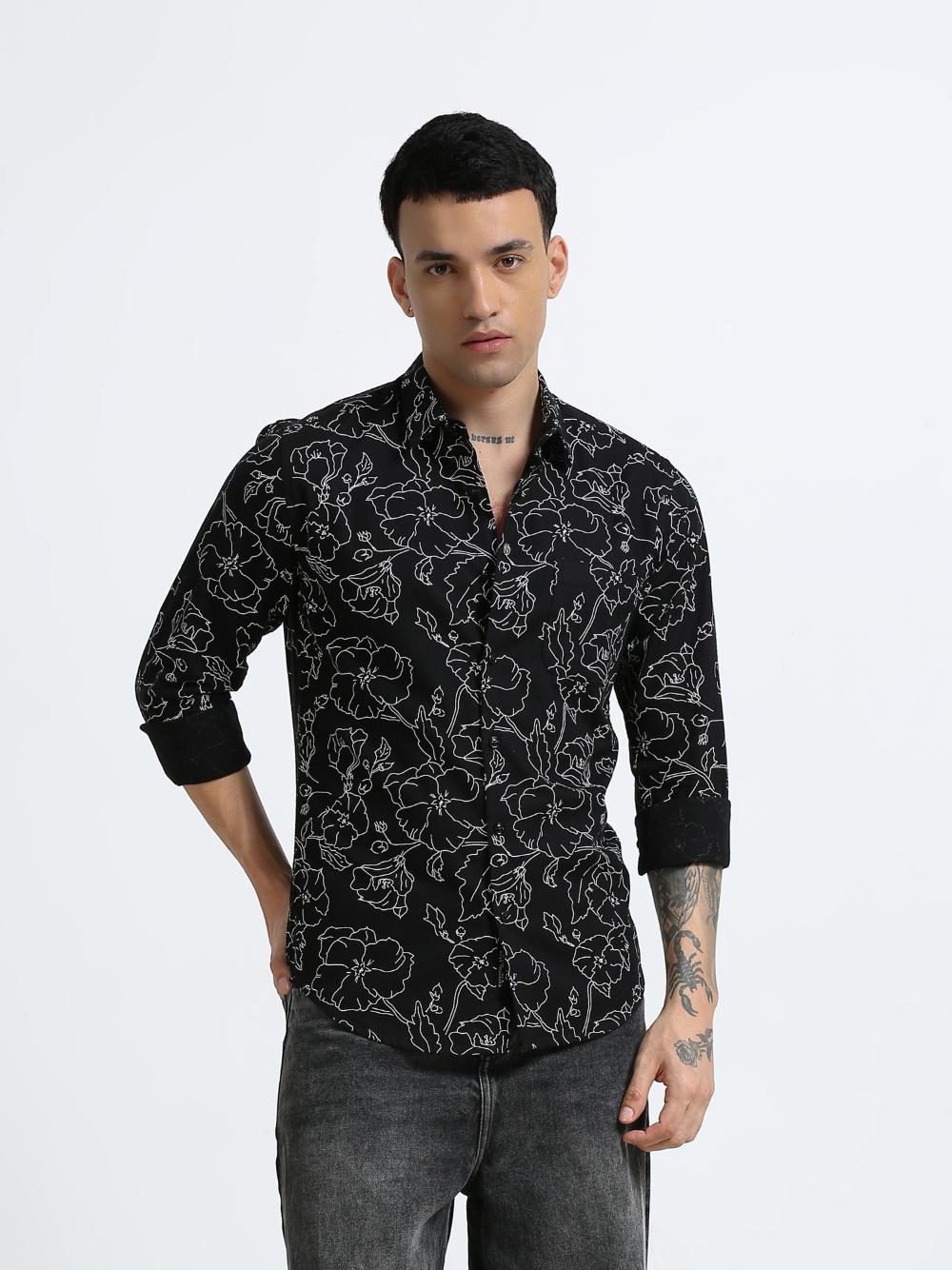 Silhouette Leaf Black Shirt