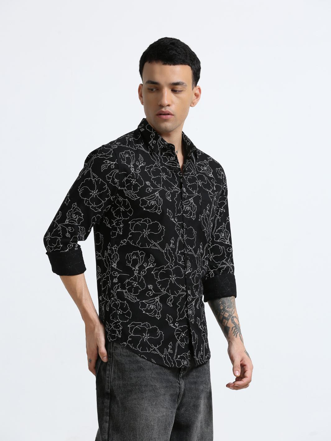 Silhouette Leaf Black Shirt