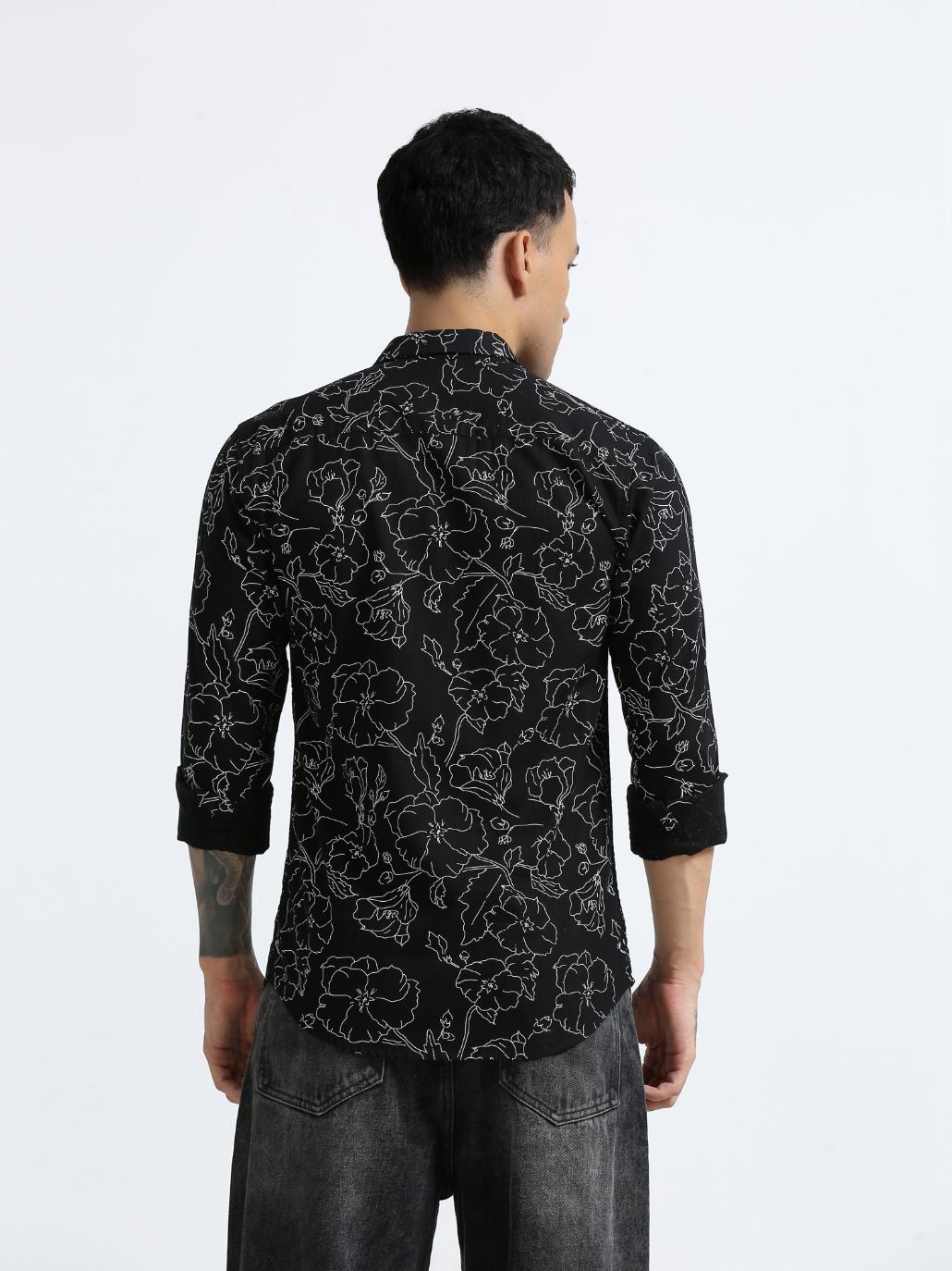 Silhouette Leaf Black Shirt