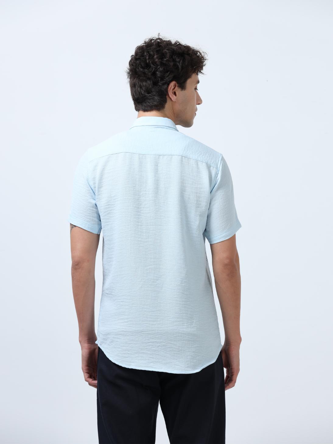 Blue Decorative Art Embroidered Shirt
