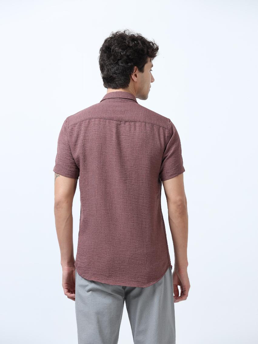 Brown Decorative Art Embroidered Shirt