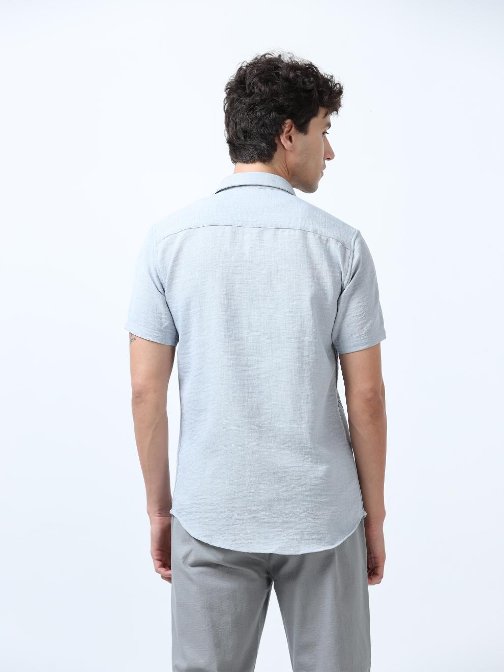 Grey Decorative Art Embroidered Shirt