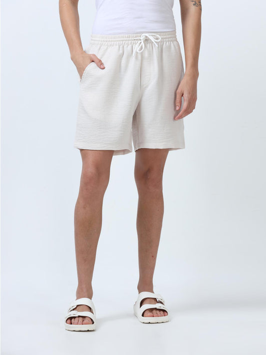 Off White Textured Short