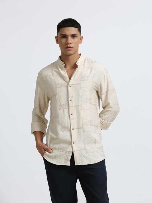 Allover Embroidered Yellow Shirt