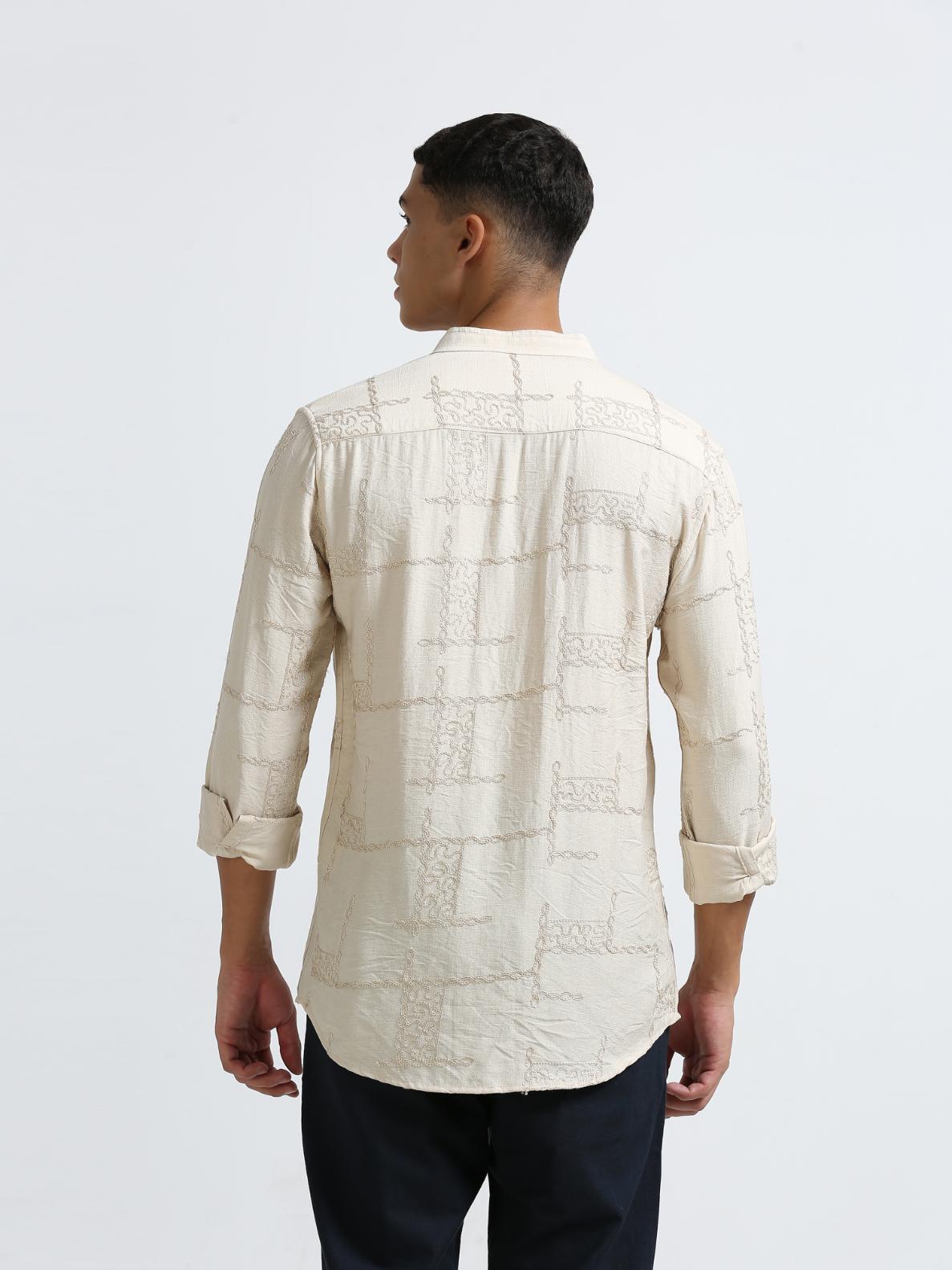 Allover Embroidered Yellow Shirt