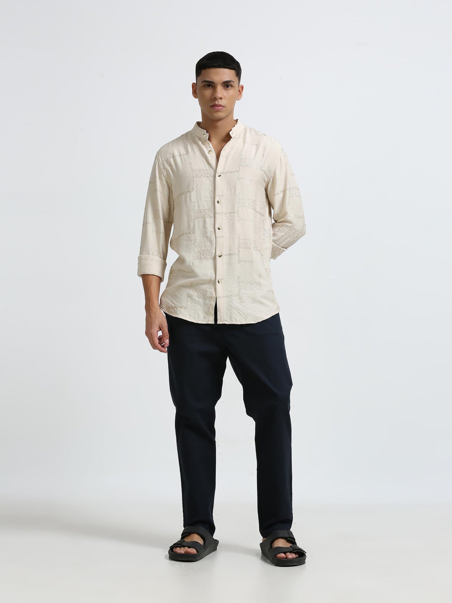 Allover Embroidered Yellow Shirt