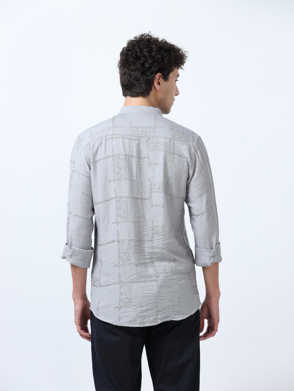 Allover Embroidered Grey Shirt