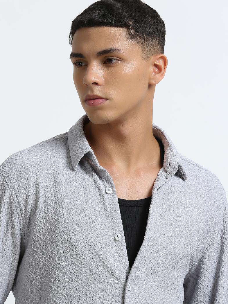 Grey Diamond Textured Shirt