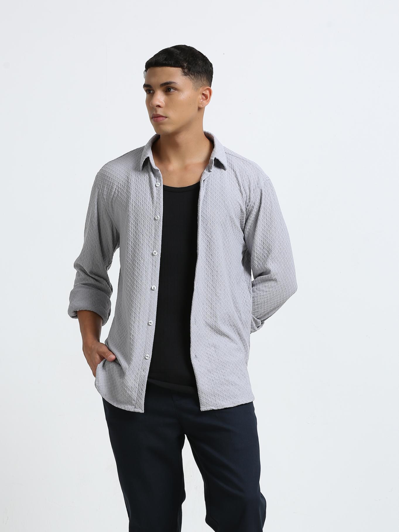 Grey Diamond Textured Shirt