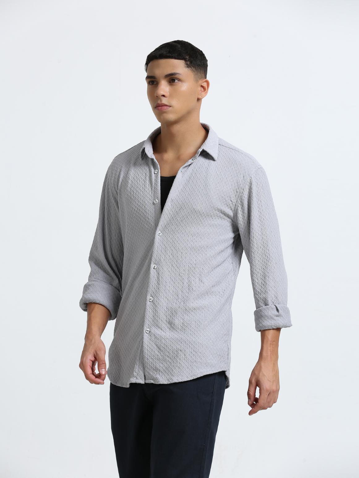 Grey Diamond Textured Shirt