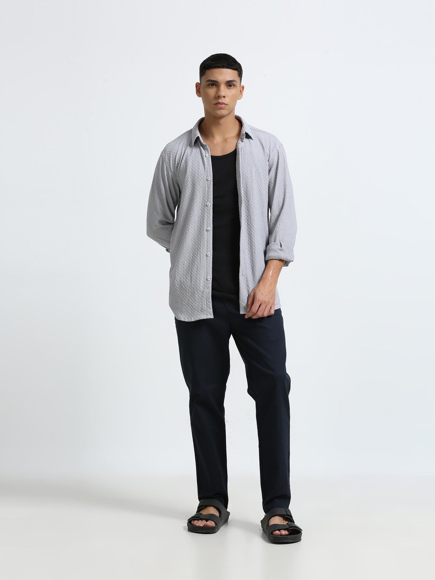 Grey Diamond Textured Shirt