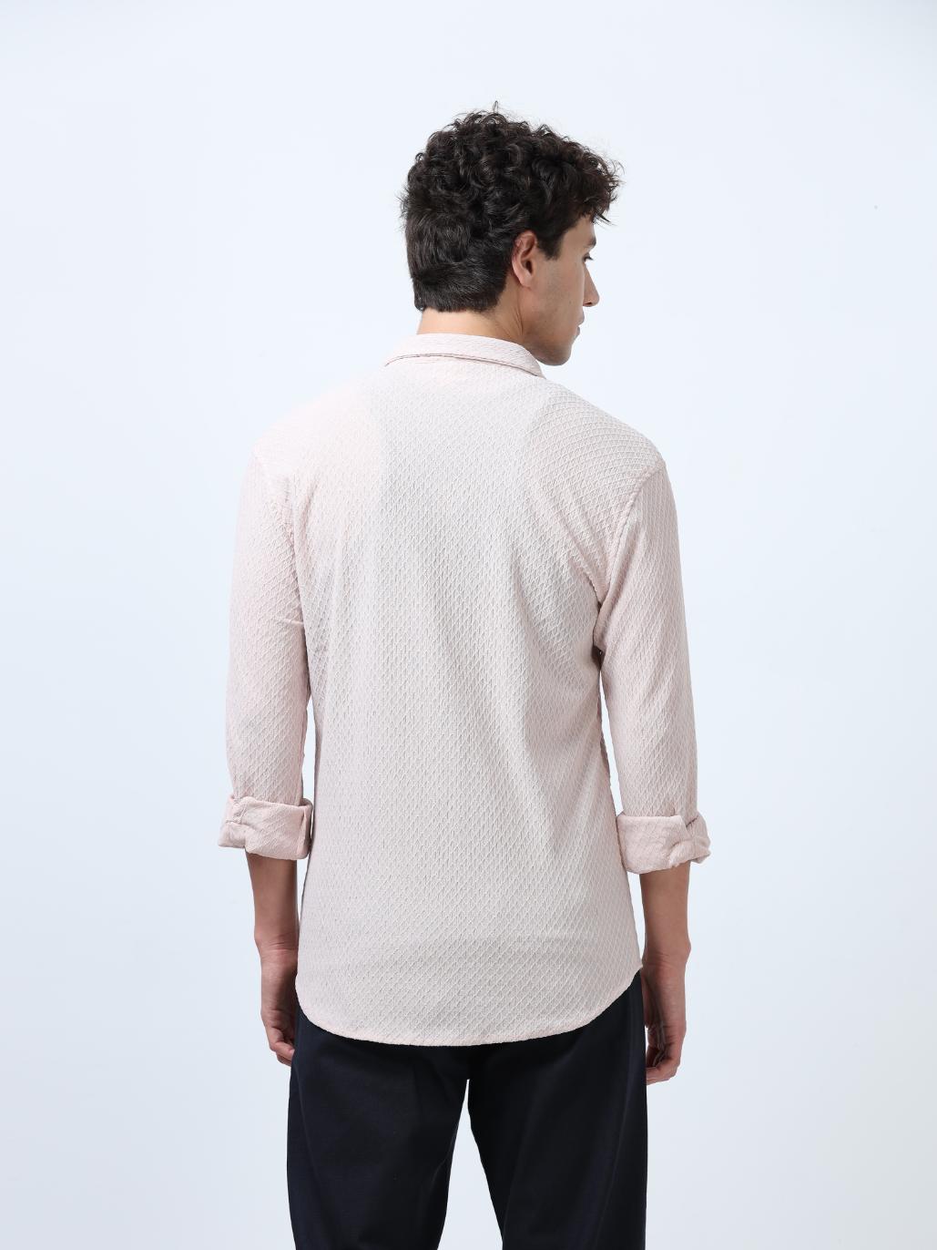 Pastel Pink Diamond Textured Shirt