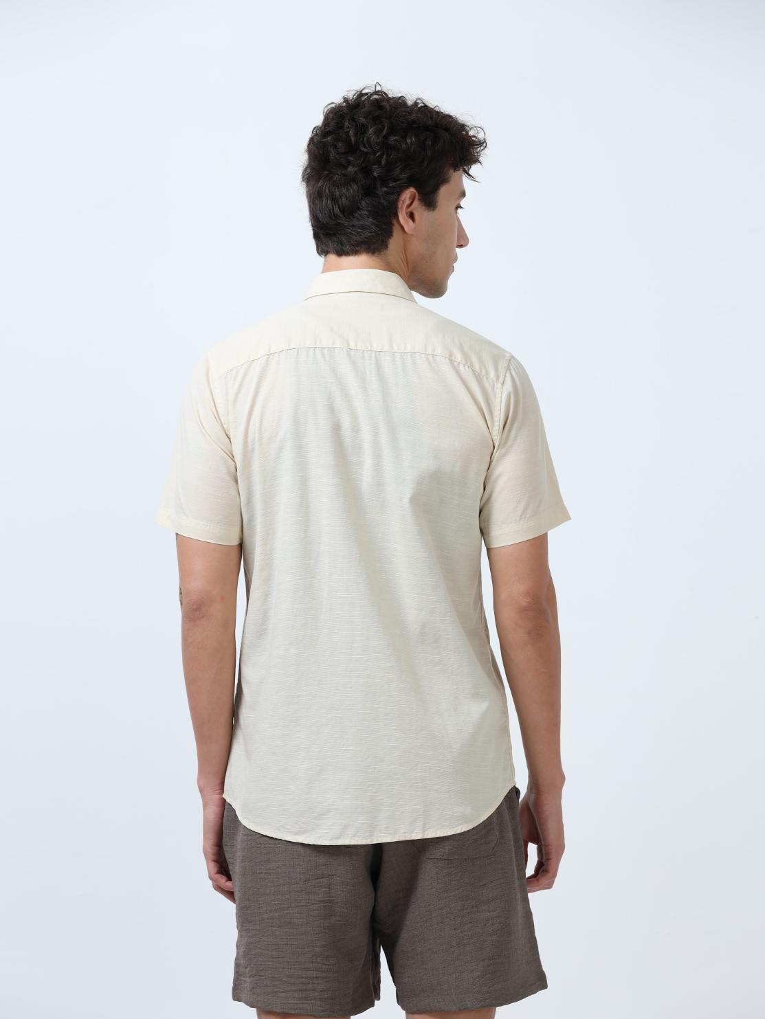 Off WhiteSide Panelled Embroidered Shirt