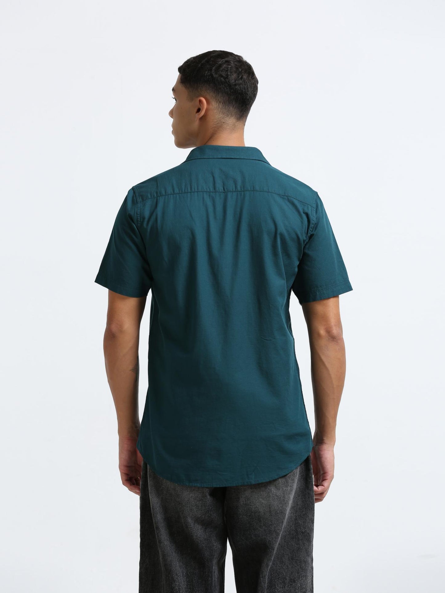 Green Placement Embroidered Shirt