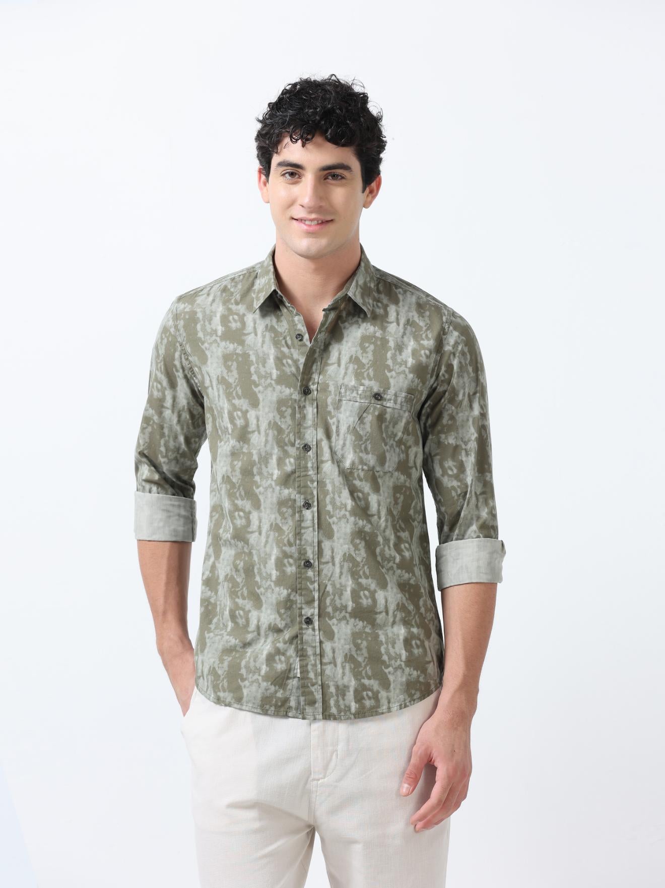 Woodland Green Printed Shirt