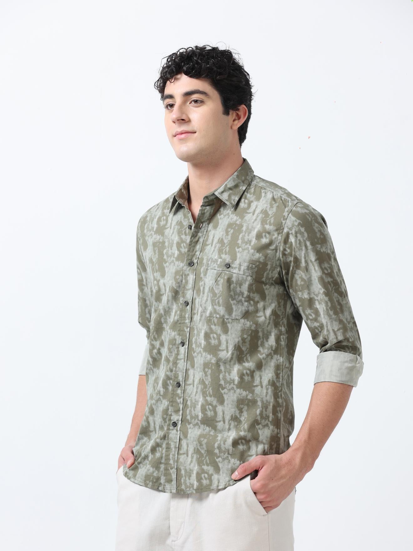 Woodland Green Printed Shirt