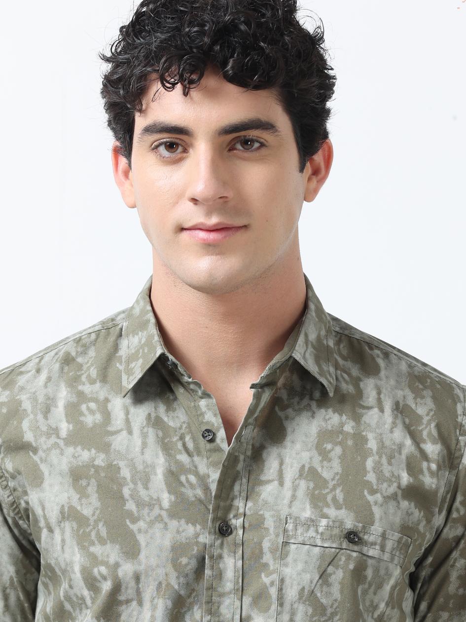 Woodland Green Printed Shirt