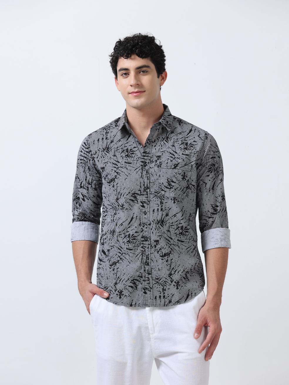 Grey Splash Print Shirt