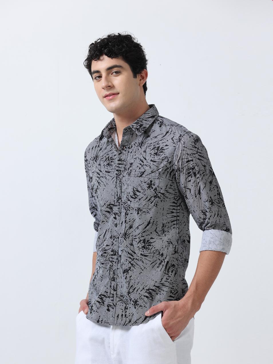 Grey Splash Print Shirt