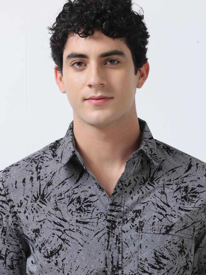 Grey Splash Print Shirt
