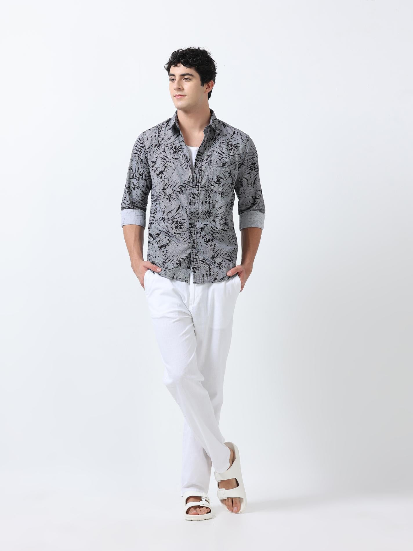 Grey Splash Print Shirt