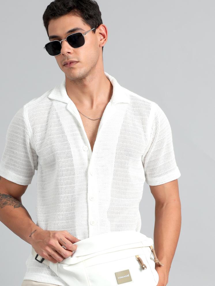 Elegant White Crochet Shirt