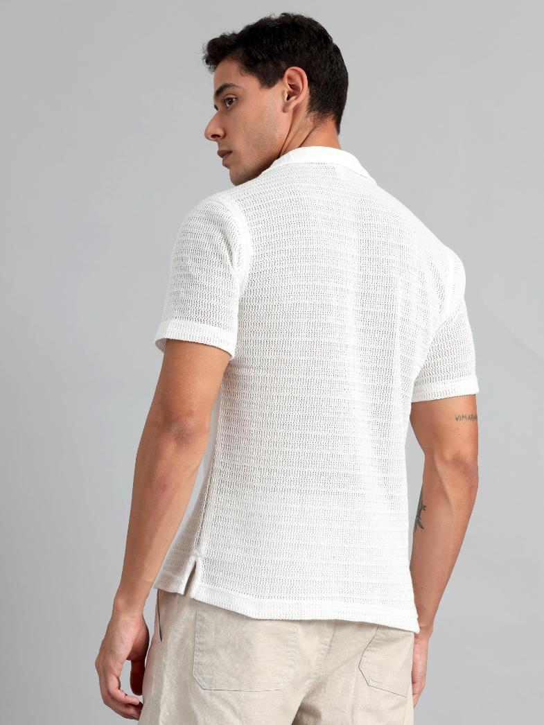 Elegant White Crochet Shirt