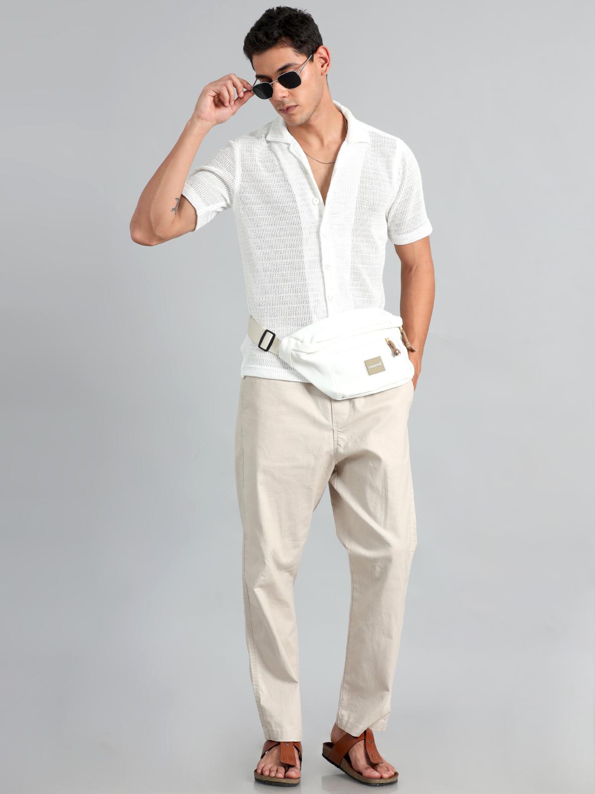 Elegant White Crochet Shirt