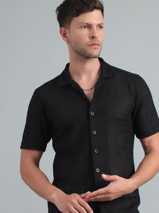 Divine Black Crochet Shirt