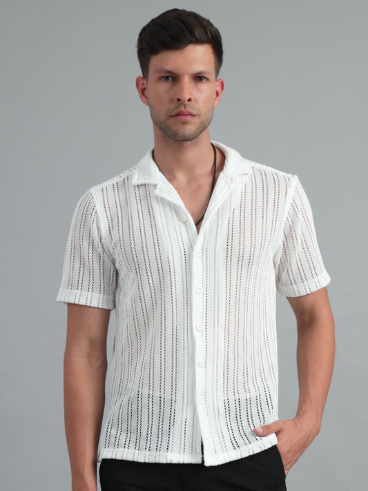 Milky White Crochet Shirt