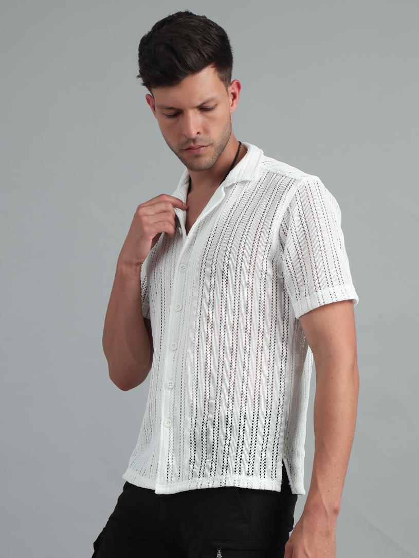 Milky White Crochet Shirt
