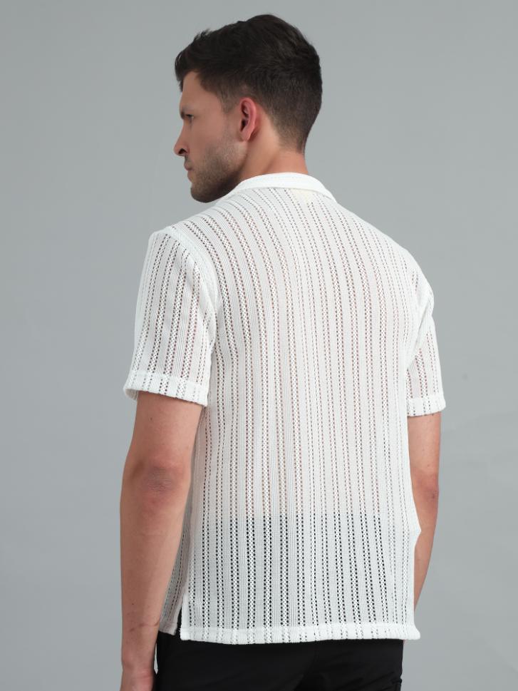 Milky White Crochet Shirt