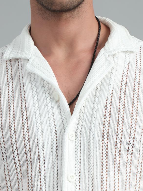 Milky White Crochet Shirt
