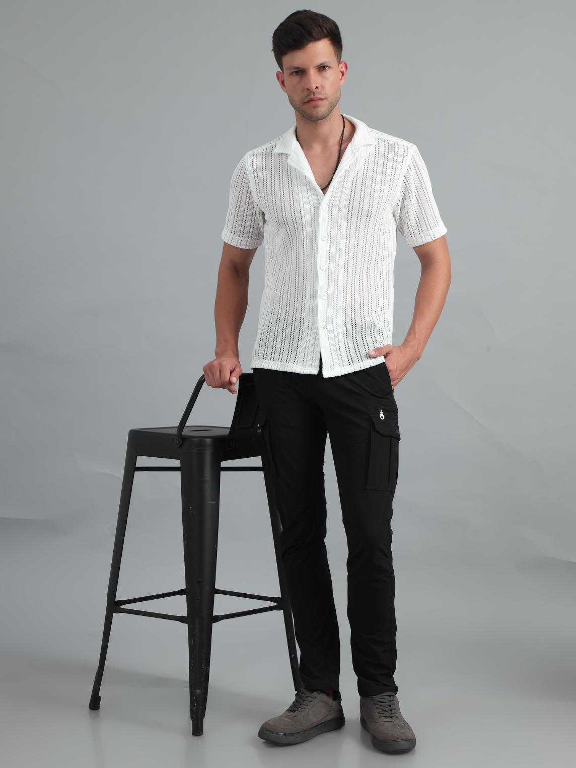 Milky White Crochet Shirt