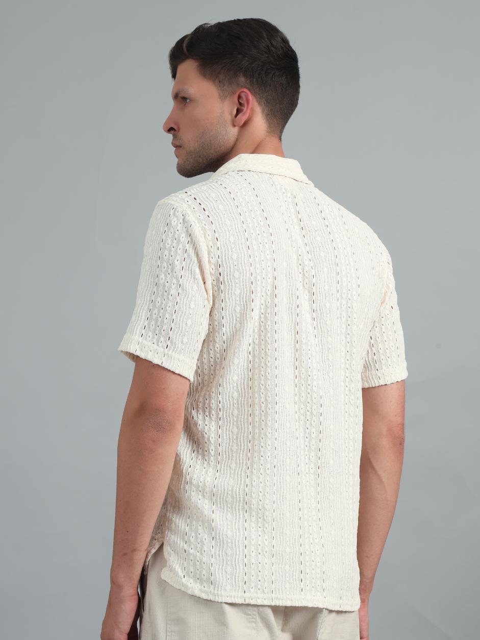 Cream White Crochet Shirt
