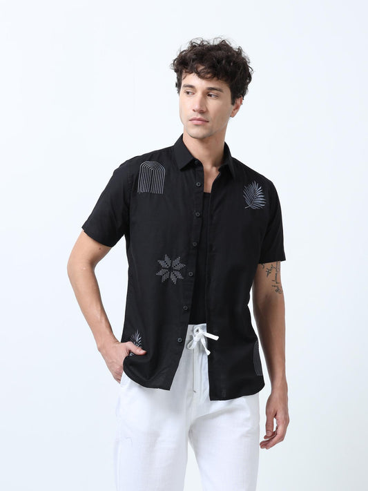 Black Motif Embroidered Shirt