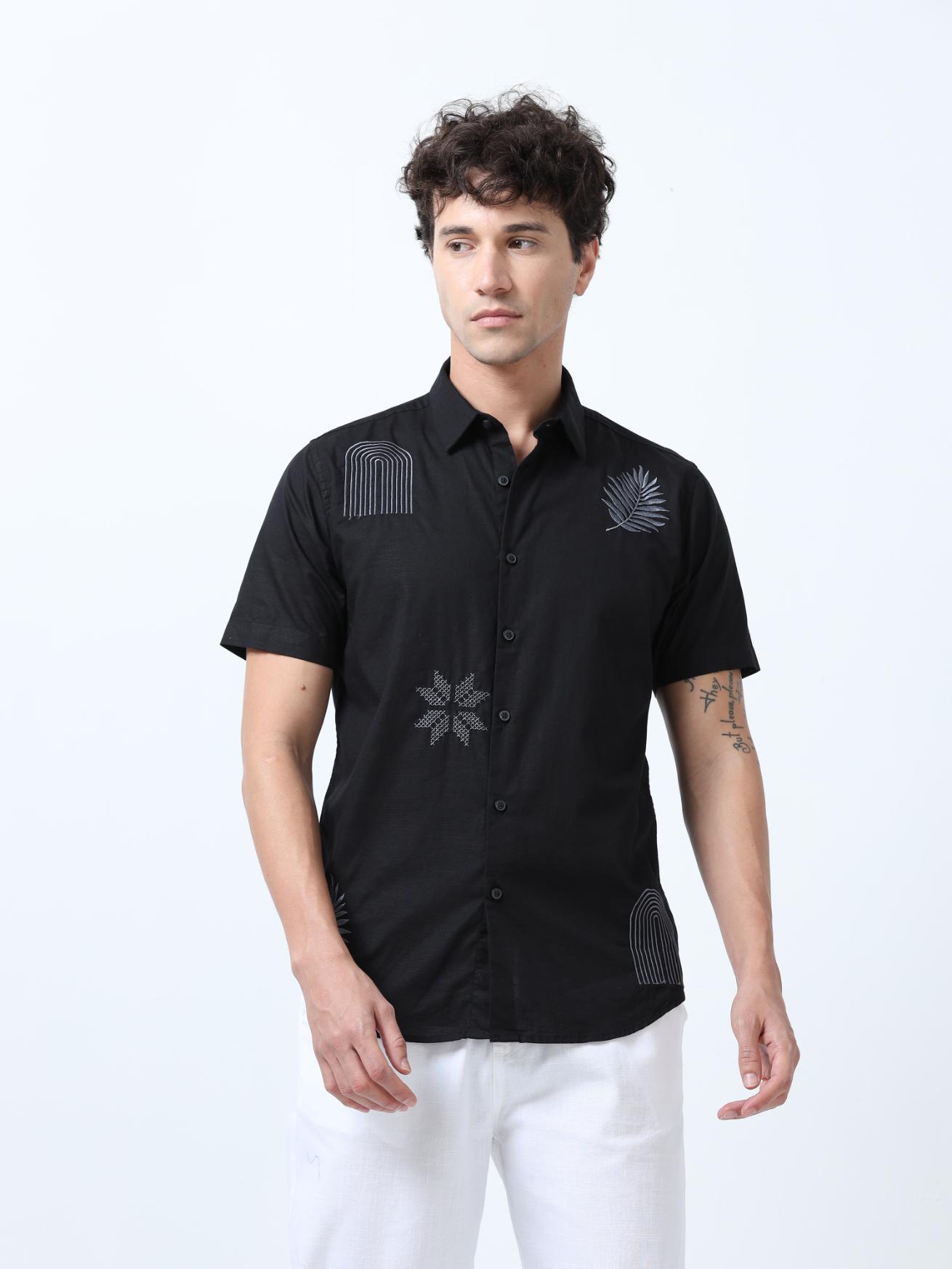 Black Motif Embroidered Shirt