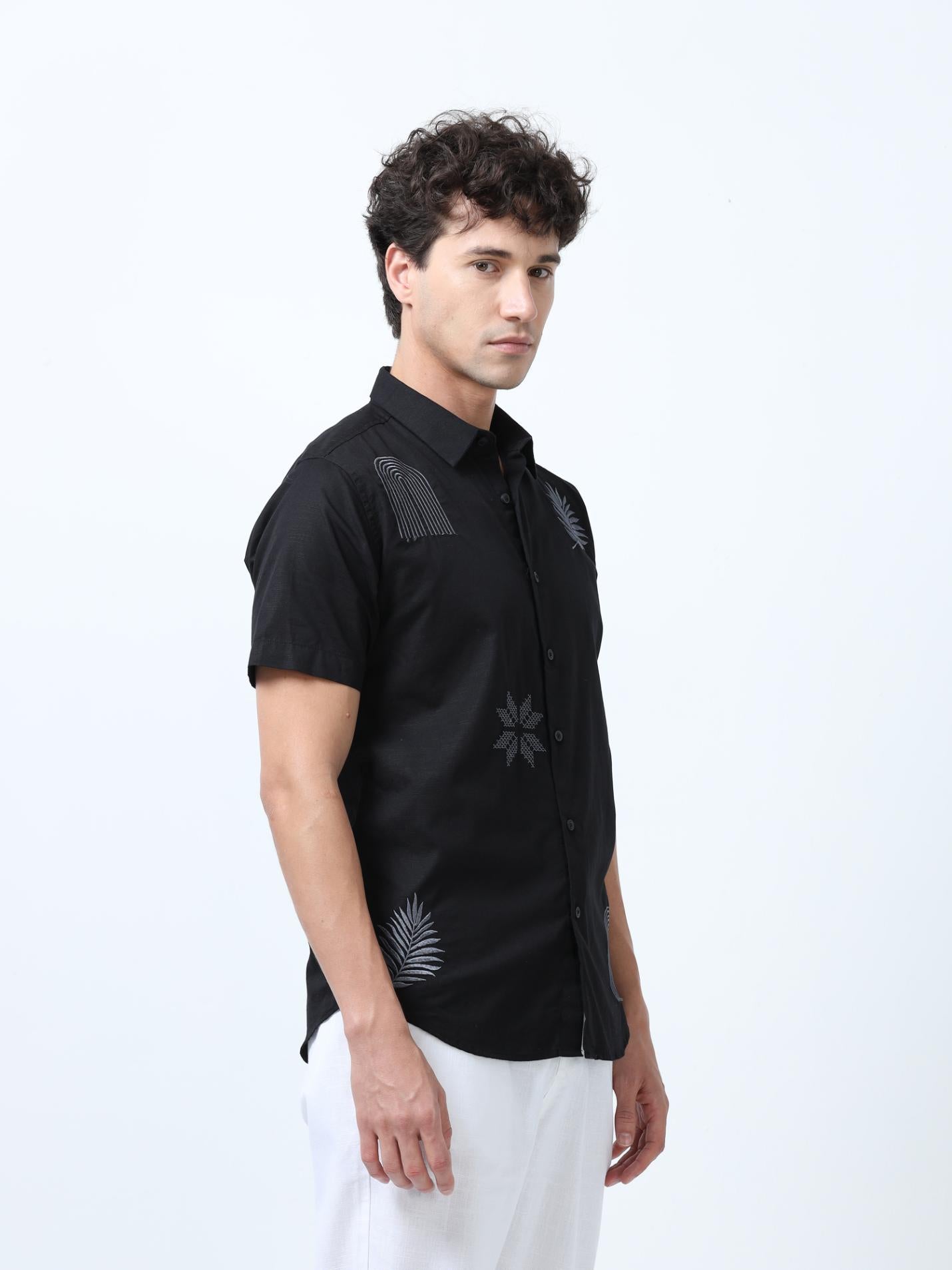 Black Motif Embroidered Shirt