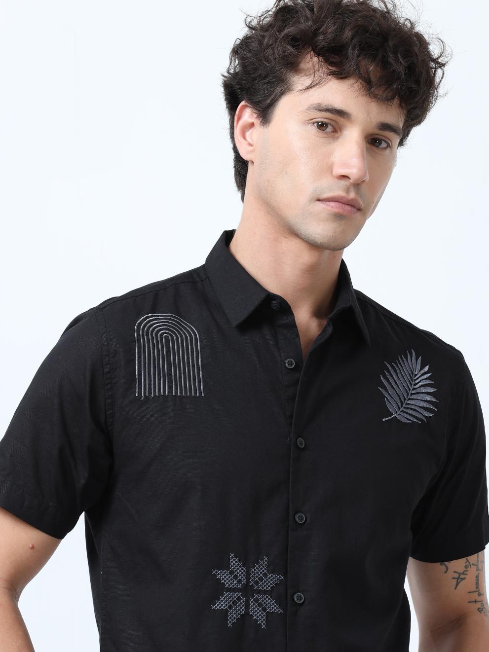 Black Motif Embroidered Shirt