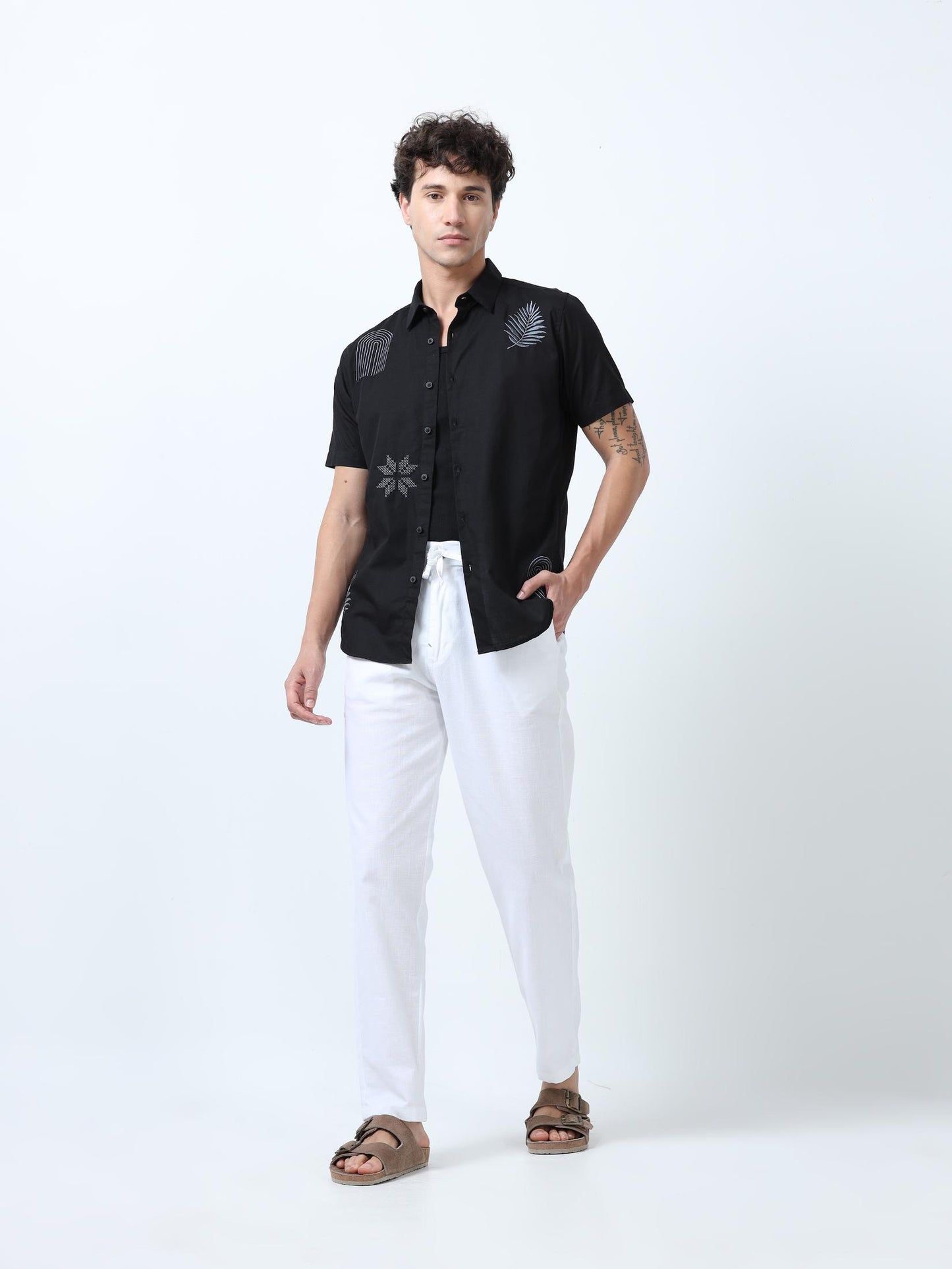 Black Motif Embroidered Shirt