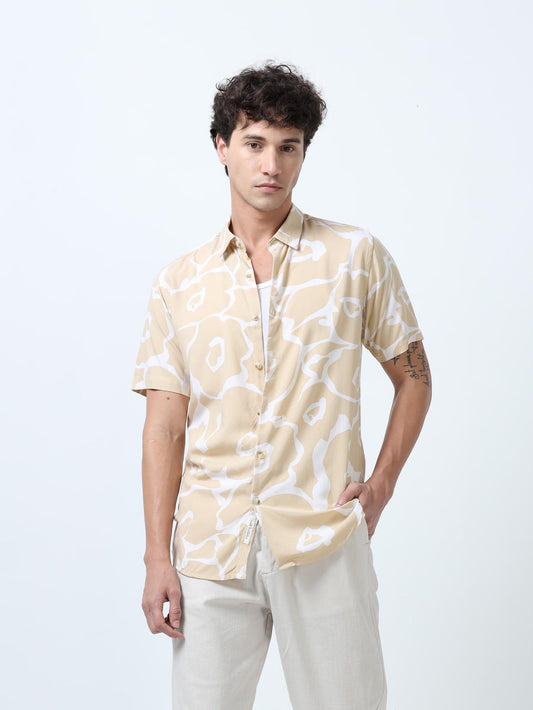 Axel Cream Floral Print Shirt