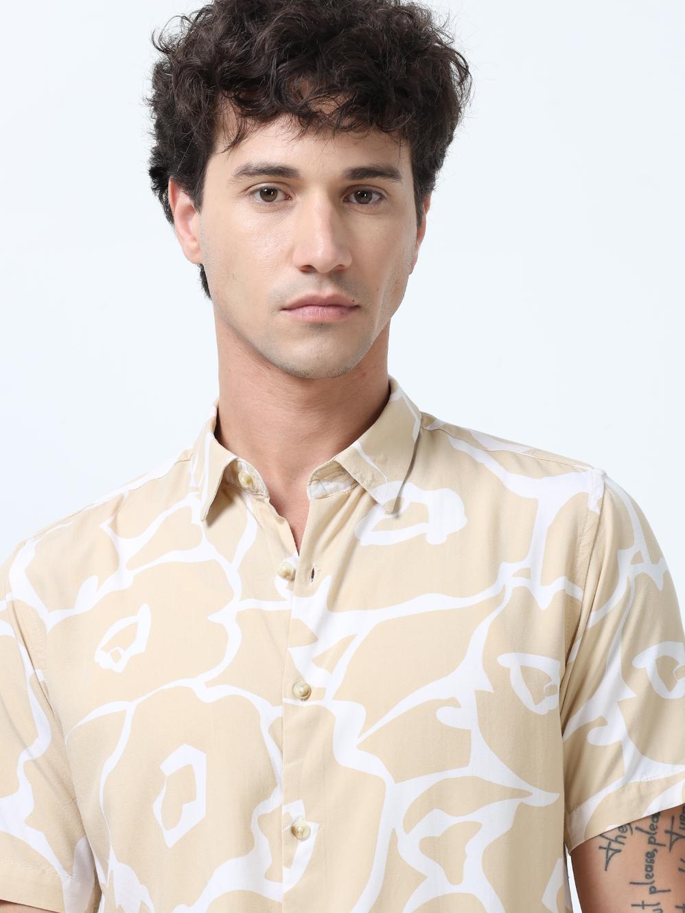 Axel Cream Floral Print Shirt