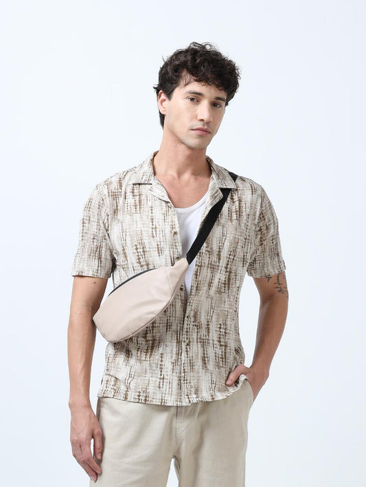 Beige Tie Dye Printed Shirt
