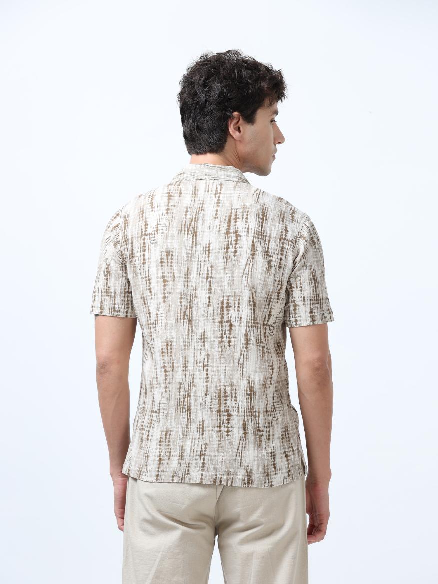 Beige Tie Dye Printed Shirt