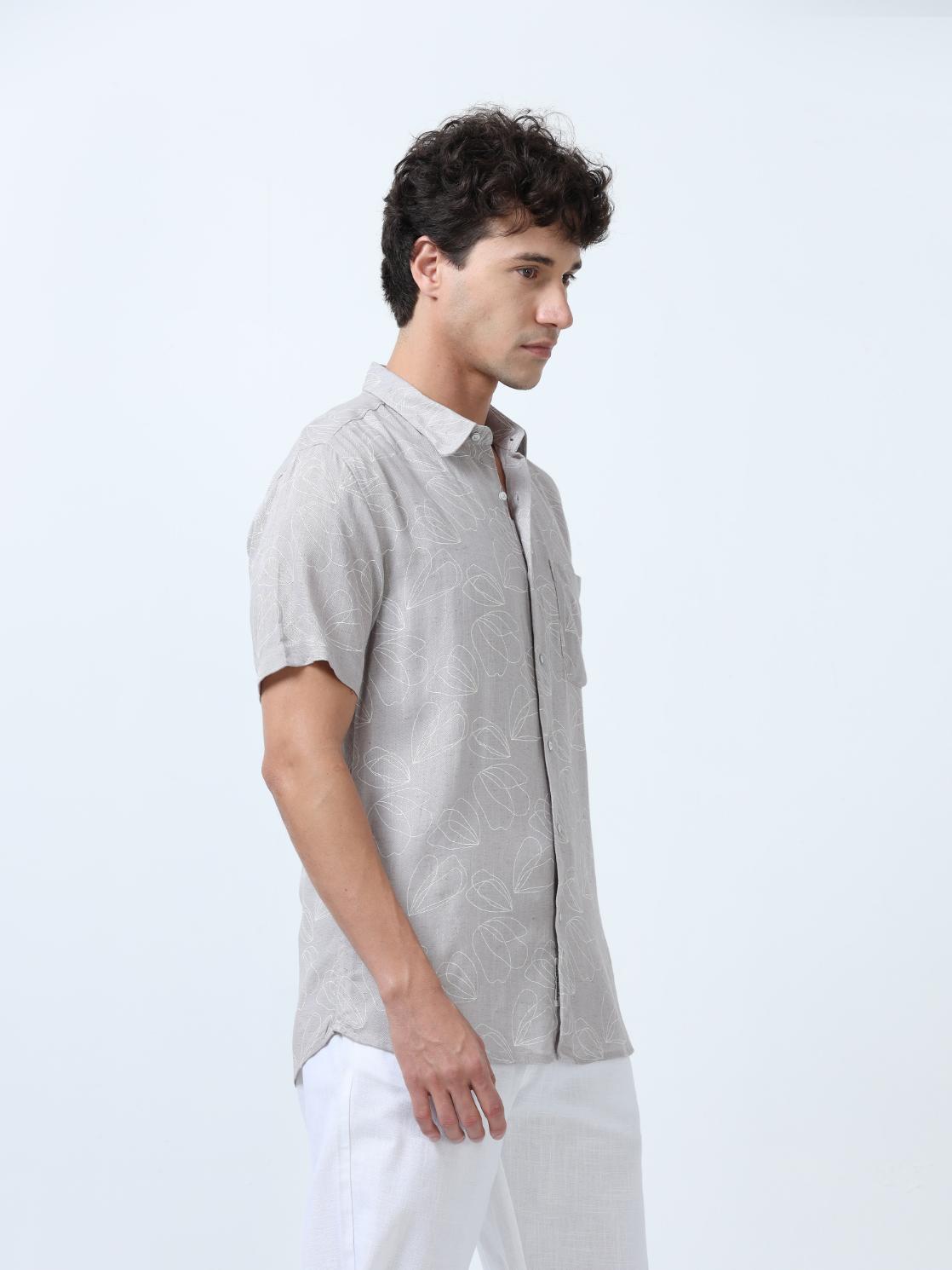 Pearl Grey Outline Print Shirt