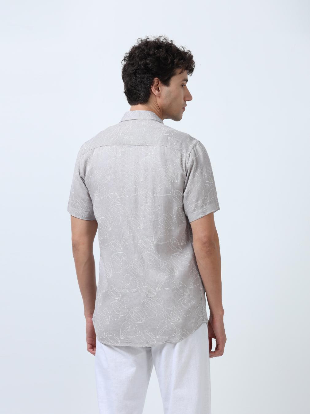 Pearl Grey Outline Print Shirt